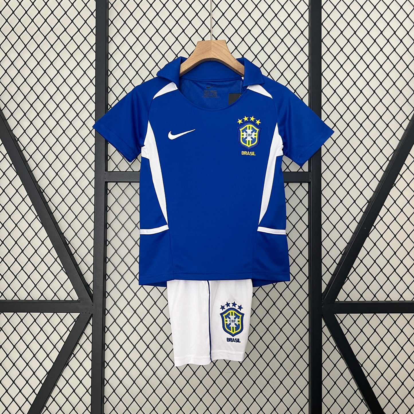 Camiseta Conjunto Retro de Niño de Fútbol Brasil 2002 Visitante