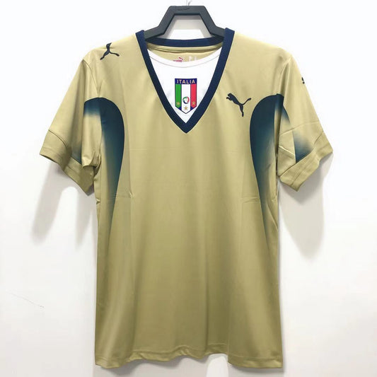 Camiseta Retro de Fútbol Italia 2006 Portero Oro