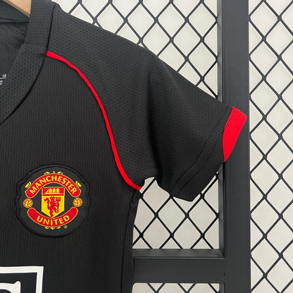 Camiseta Conjunto de Niño Retro de Fútbol Manchester United 2007-2008 (Negra)