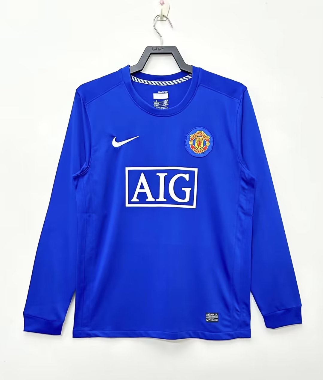 Camiseta Retro de Fútbol Manchester United 2007 ML Azul