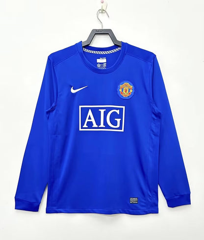 Camiseta Retro de Fútbol Manchester United 2007 ML Azul