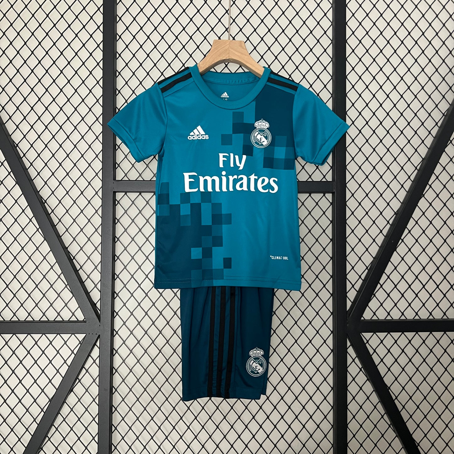 Camiseta Conjunto de Niño Retro de Fútbol Real Madrid 2017-2018 (Aqua)