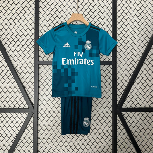 Camiseta Conjunto de Niño Retro de Fútbol Real Madrid 2017-2018 (Aqua)