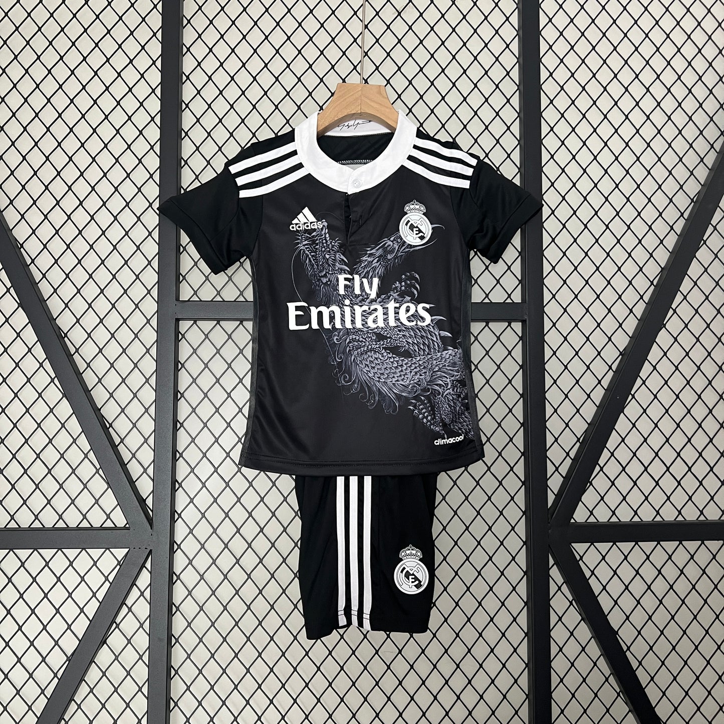 Camiseta Conjunto de Niño Retro de Fútbol Real Madrid 2014-2015 (Negra)