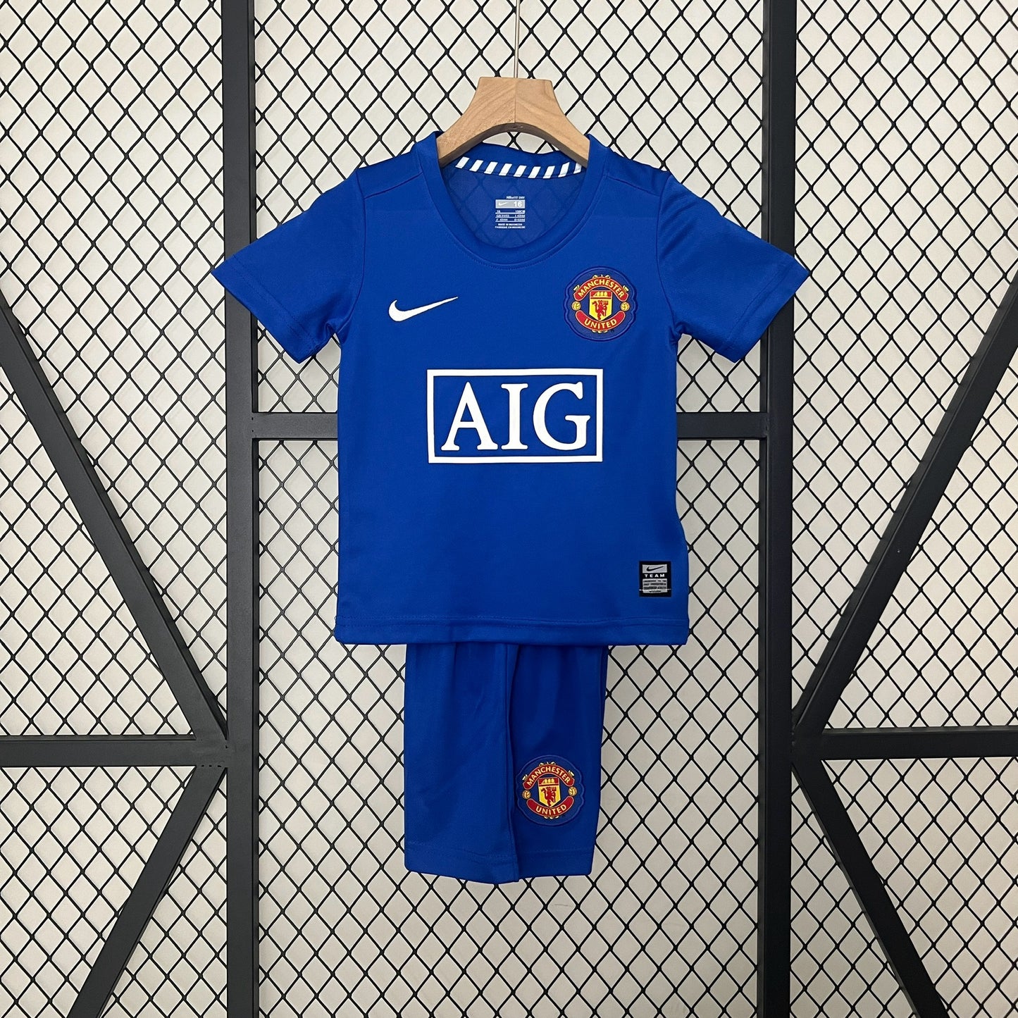 Camiseta Conjunto de Niño Retro de Fútbol Manchester United 2007-2008 (Azul)