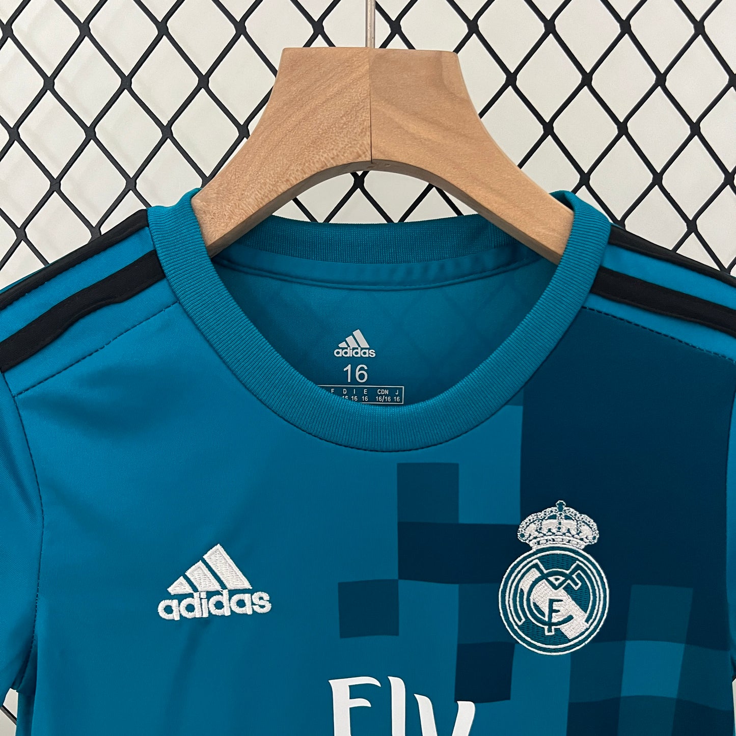 Camiseta Conjunto de Niño Retro de Fútbol Real Madrid 2017-2018 (Aqua)