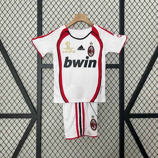 Camiseta Conjunto de Niño Retro de Fútbol AC Milan 2006-2007 Blanca