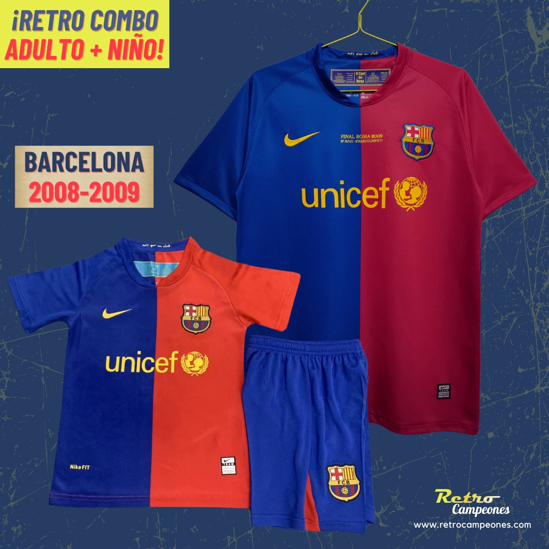 Combo Camiseta Adulto + Conjunto Niño Barcelona 2008-2009