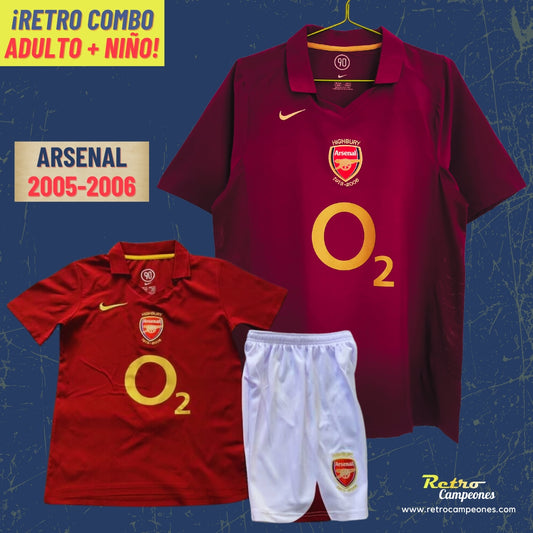 Combo Camiseta Adulto + Conjunto Niño Arsenal 2005-2006