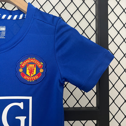 Camiseta Conjunto de Niño Retro de Fútbol Manchester United 2007-2008 (Azul)