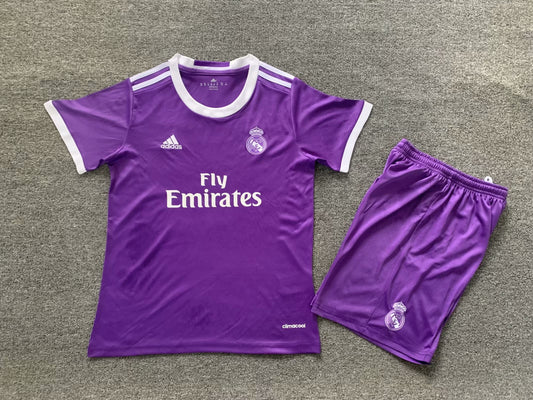 Camiseta Conjunto de Niño Retro de Fútbol Real Madrid 2016-2017 (Púrpura)