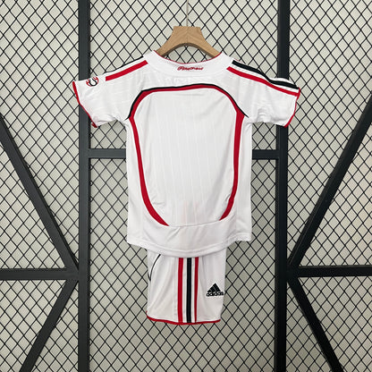 Camiseta Conjunto de Niño Retro de Fútbol AC Milan 2006-2007 Blanca