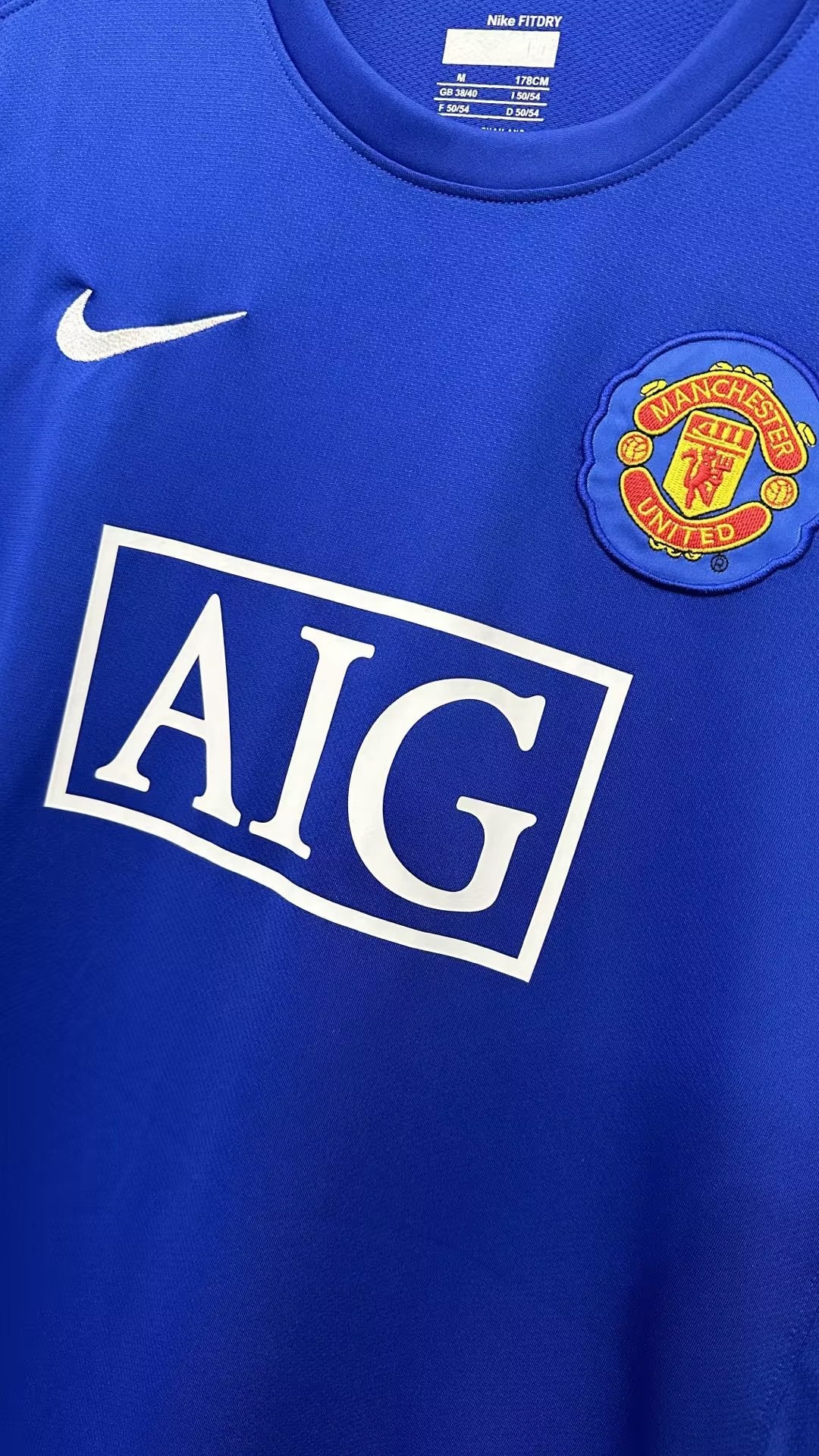 Camiseta Retro de Fútbol Manchester United 2007 ML Azul